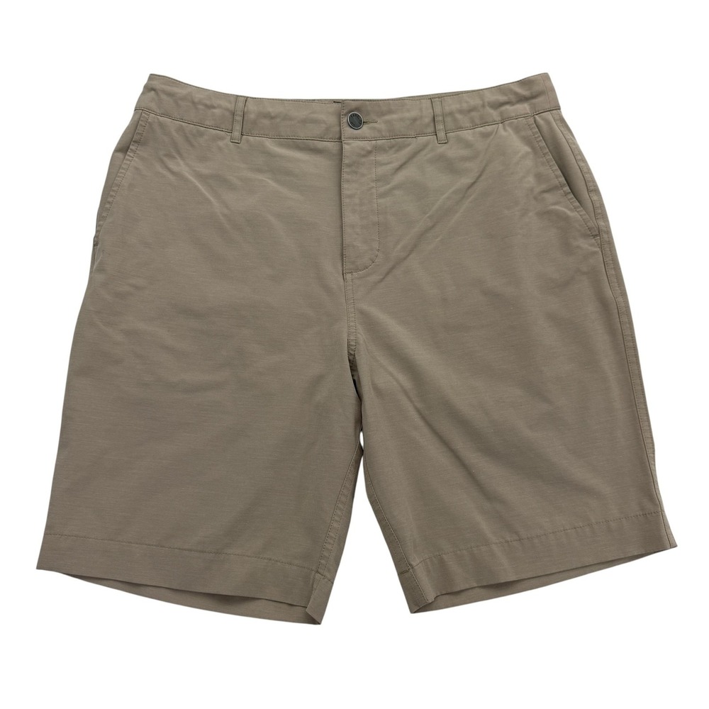 Faherty Shorts Mens 34 Beige Chino Microfiber Stretch Drawstring 9" All Day